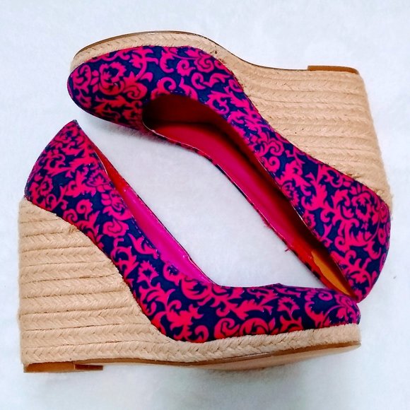 C LABEL PAISLEY PINK NAVY ESPADRILLES SIZE 5.5 - Picture 3 of 15